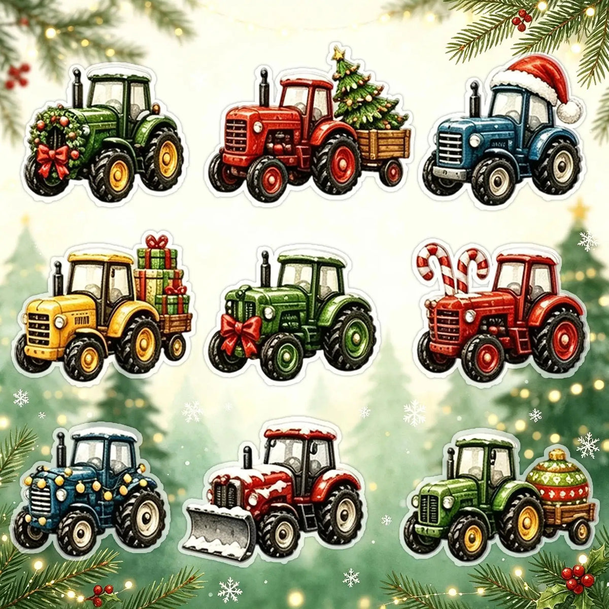 Kerstcountdown Kalender met Tractor Acryl Ornamenten 24 Dagen Aftellen Decoratie Boerderij Thema Kerstversiering | Sulvida