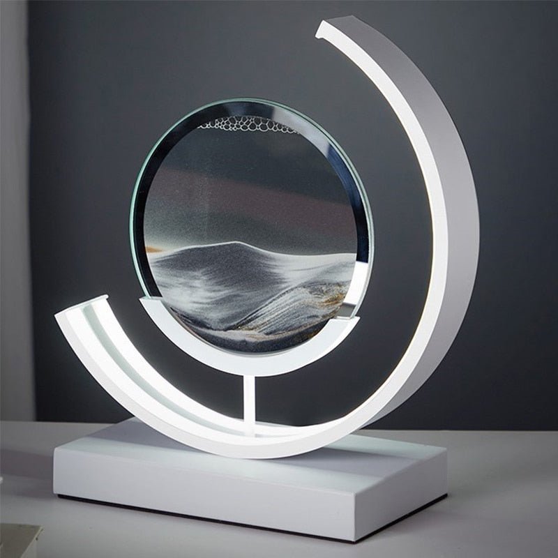 LED Tafellamp met Bewegend Zand Glazen Bol 360° Draaibaar Warm Licht Decoratief Modern Design Sfeerlamp | Sulvida
