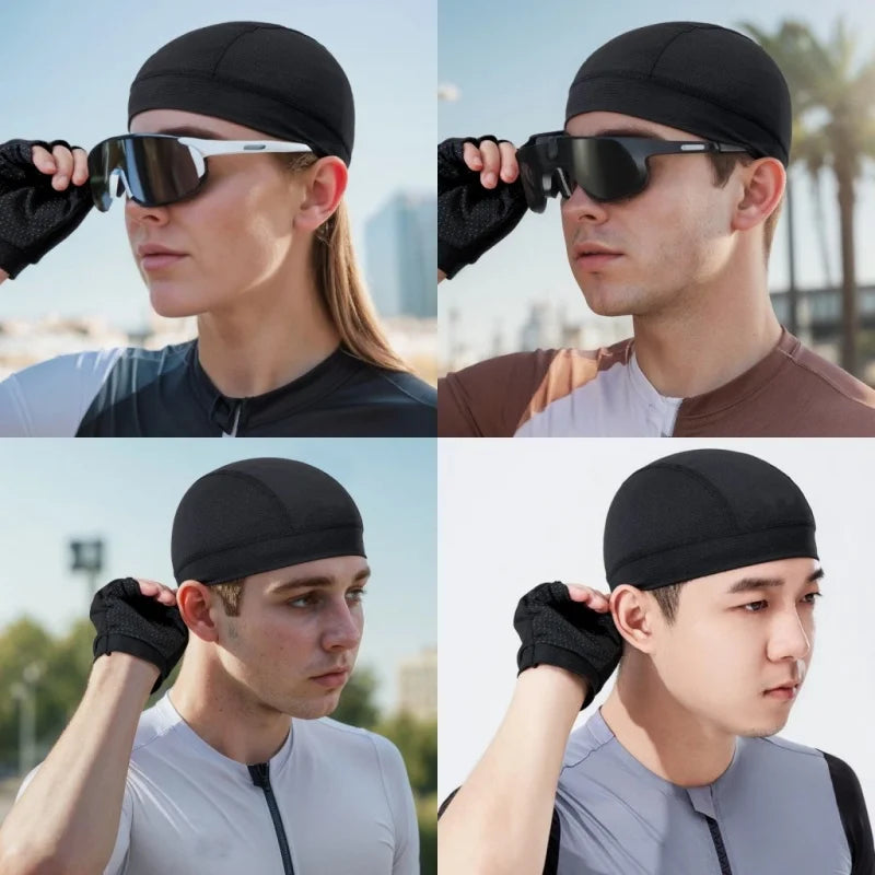 Ademende Schedelmuts Polyester Mesh voor onder Helm Wielrennen Hardlopen Sneldrogend Unisex Zwart Grijs | Sulvida