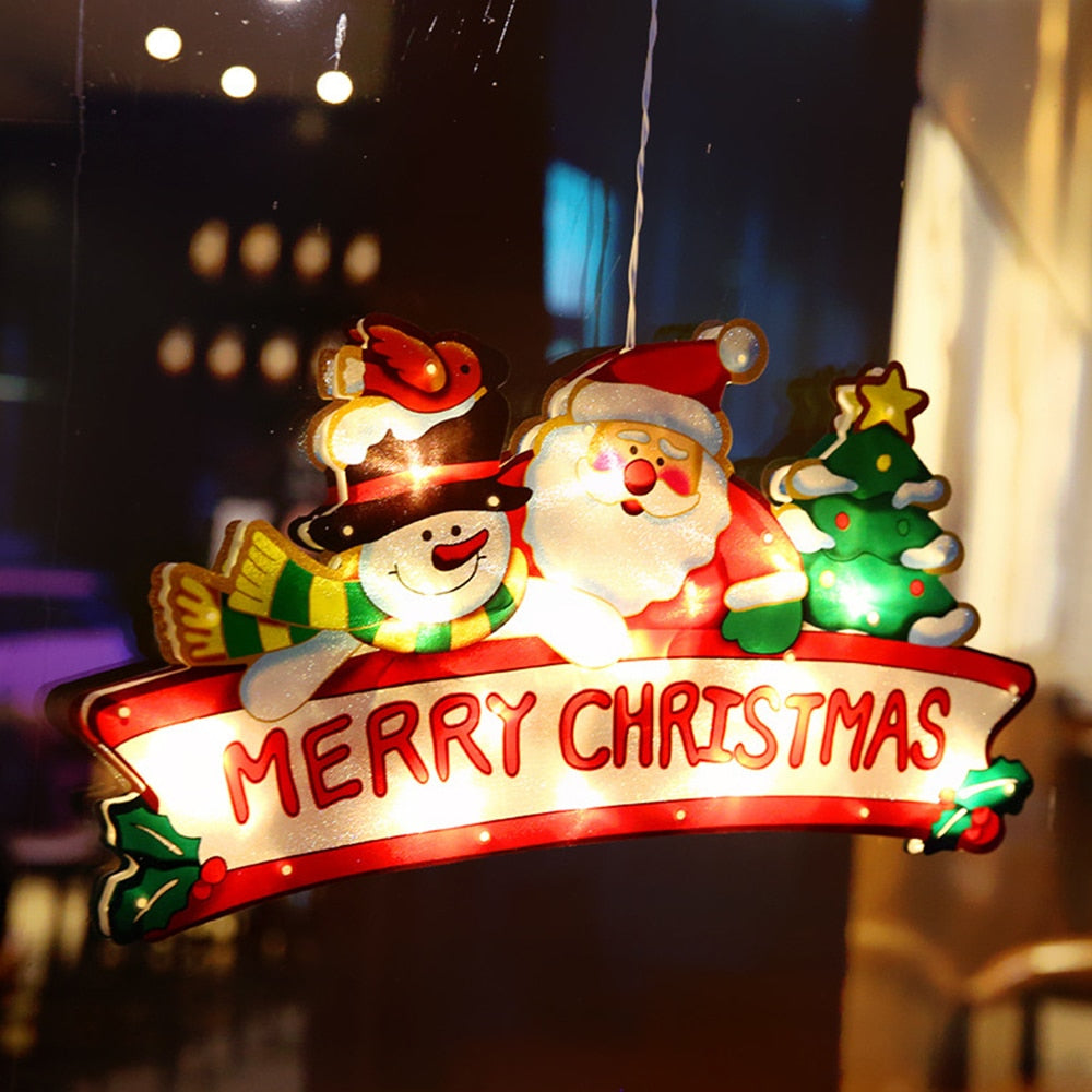 Kerstverlichting Raam LED Decoratie Kerstman Sneeuwpop Knipperend op Batterij Sfeervol Kerstraam Versiering | Sulvida