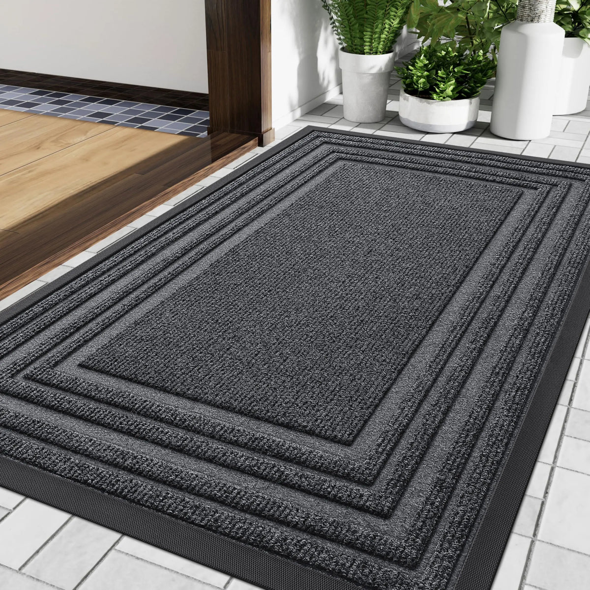 Deurmat Polyester Antislip Rubberen Achterzijde Laagdrempelig Binnen Buiten Wasbaar 43×75 61×91 81×119 cm | Sulvida