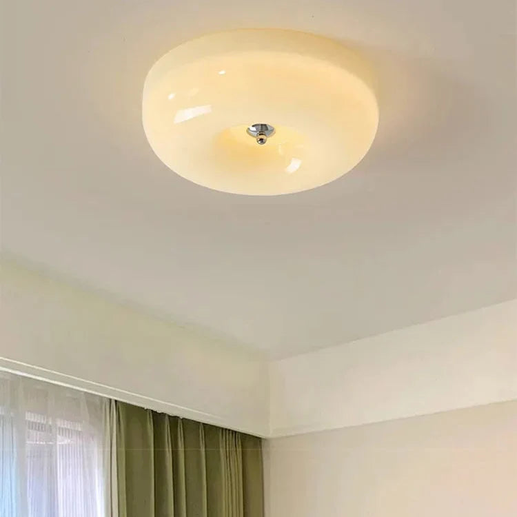 Glazen Plafondlamp Bauhaus Design Rond Ivoorwit LED Verlichting Slaapkamer Keuken Woonkamer Eetkamer Hal | Sulvida
