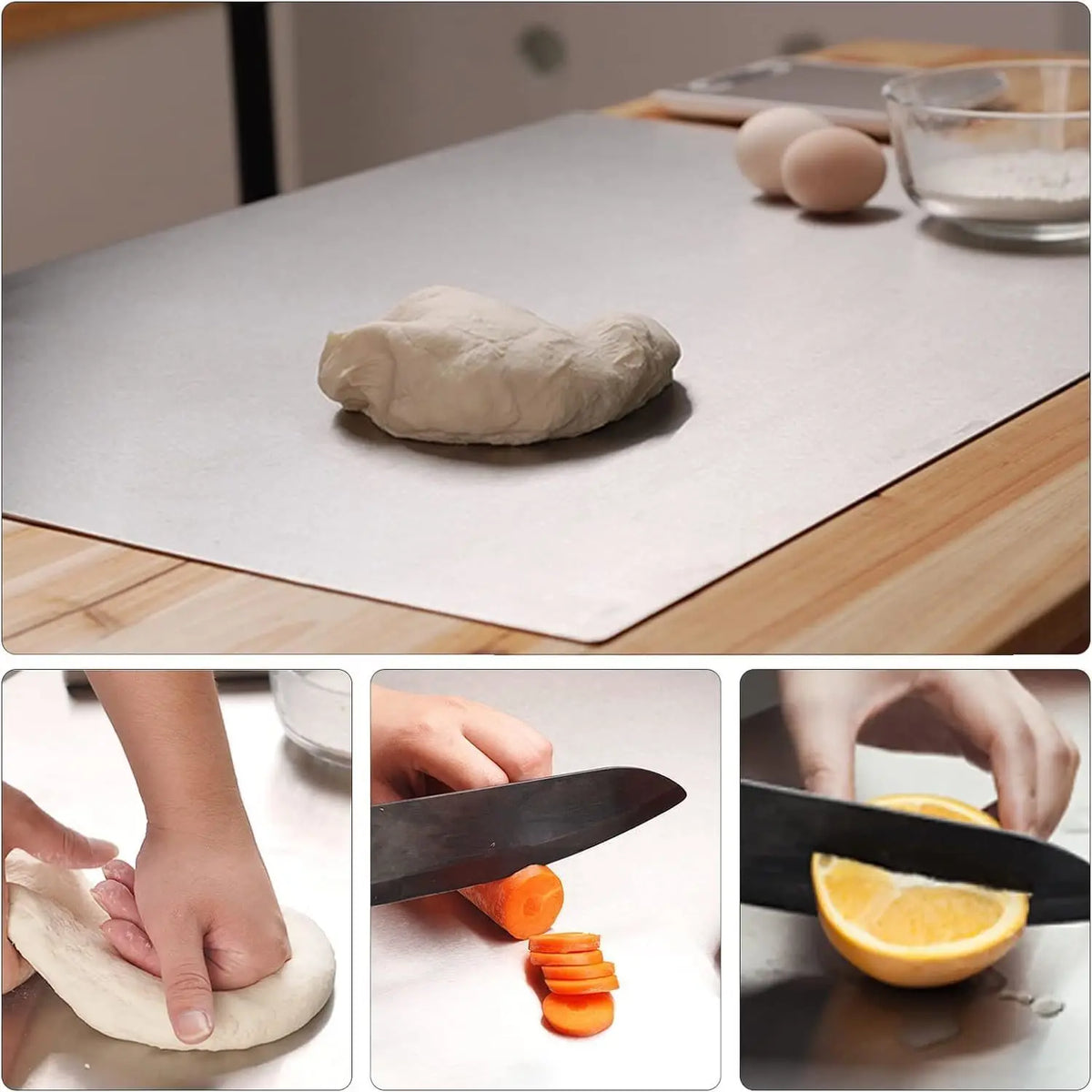 Planche à découper en acier inoxydable 304 de qualité alimentaire, antidérapante, ustensile de cuisine pour légumes, pâtisseries, pâte, plan de travail, cuisine, découpe et préparation | Sulvida