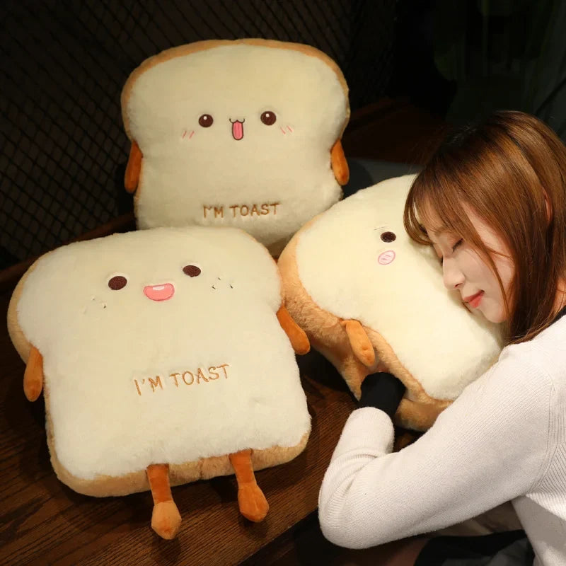 Pluche Handwarmer Kussen Toast Brood Vorm Zacht Knuffelkussen Warmtekussen voor Koude Handen Winters | Sulvida
