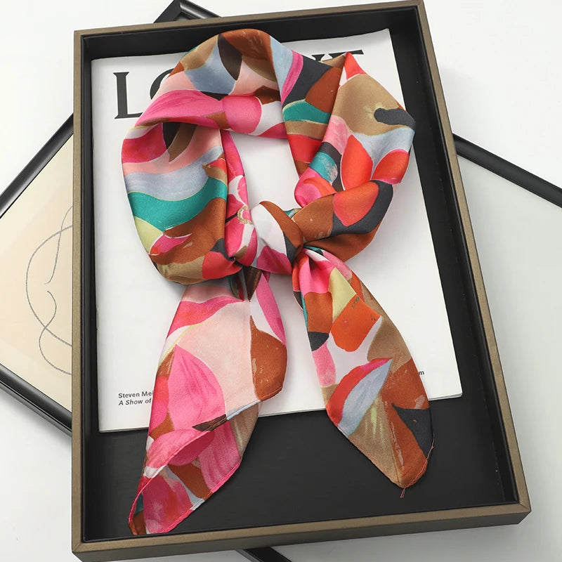 Vierkante Zijden Sjaal Dames Halsdoek Haarband Satijn Hoofdband Multifunctioneel Accessoire 70x70cm Elegante Sjaal | Sulvida