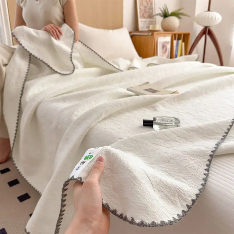 Drielaags Muslin Plaid Katoen Gestreept Lichtgewicht Ademend Zacht Deken Woonkamer Slaapkamer Bed Bank | Sulvida