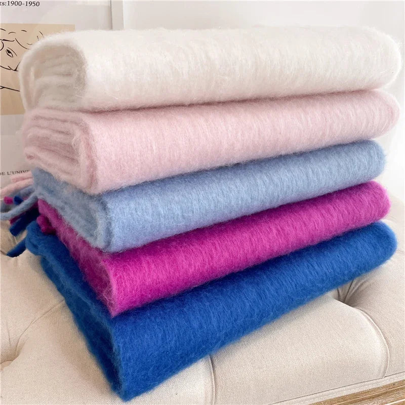 Omslagdoek Viscose met Kwasten Effen Warme Damesjaal Langwerpig Winter Accessoire Sjaal 240x38 cm Elegant | Sulvida