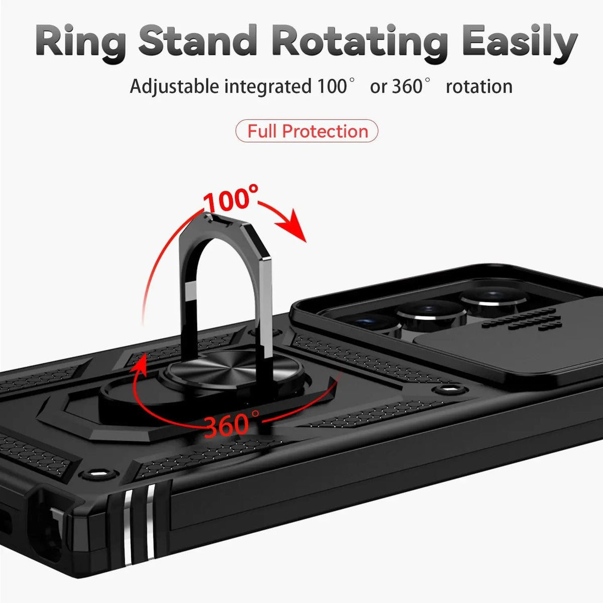 Coque de téléphone avec support et protection des objectifs pour Samsung Galaxy S23 Series, antichoc, en silicone | Sulvida