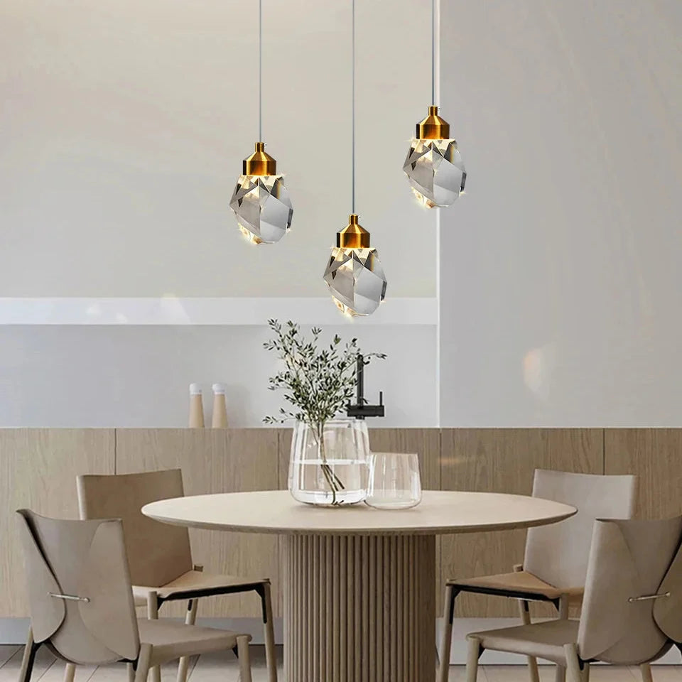 Kristallen Hanglamp met Geslepen Facetten voor Eetkamer Slaapkamer Woonkamer Modern Luxe Interieur Sfeerverlichting | Sulvida