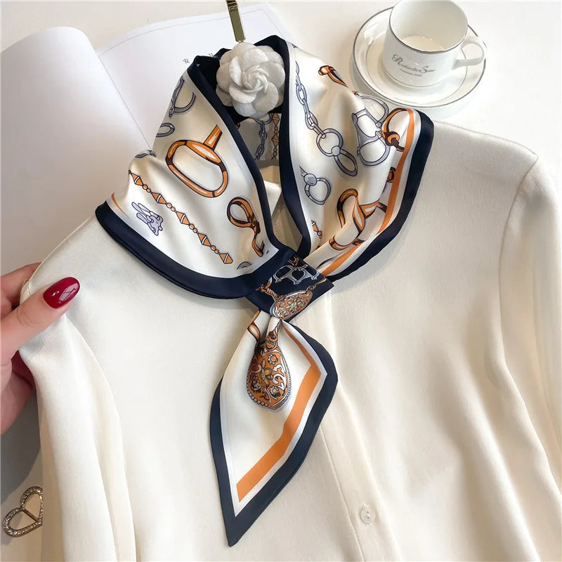 Foulard en satin pour femme à imprimé chevaux, ruban multifonction, écharpe, bandeau, bracelet, bandana, accessoire | Sulvida