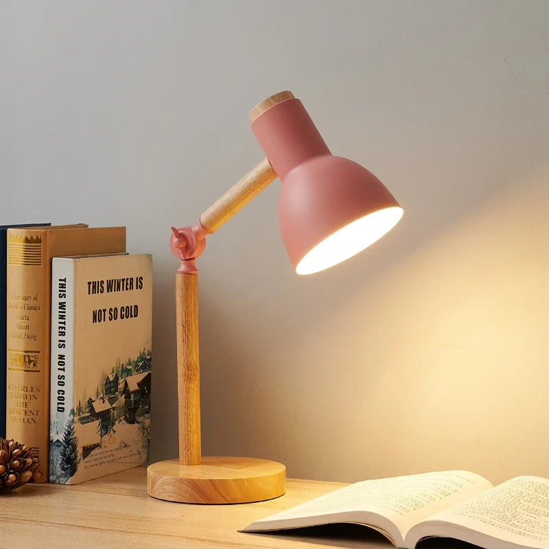 Houten Bureaulamp Verstelbaar Scandinavisch Design Metalen Kap Leeslamp Studeer Sfeerlicht Werkplek Tafel | Sulvida