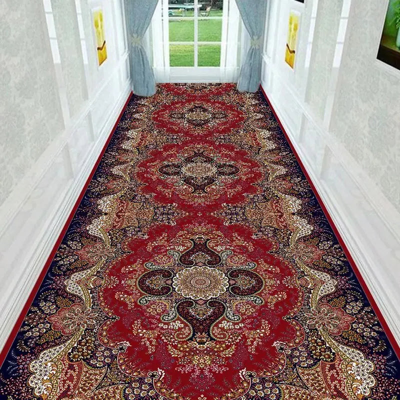 Perzische Retro Luxe Antislip Lange Gang Tapijt Prachtige Opvouwbare Niet-pluizende Hall Runner Tapijt Gemakkelijk Schoon Zachte Doorgang Mat