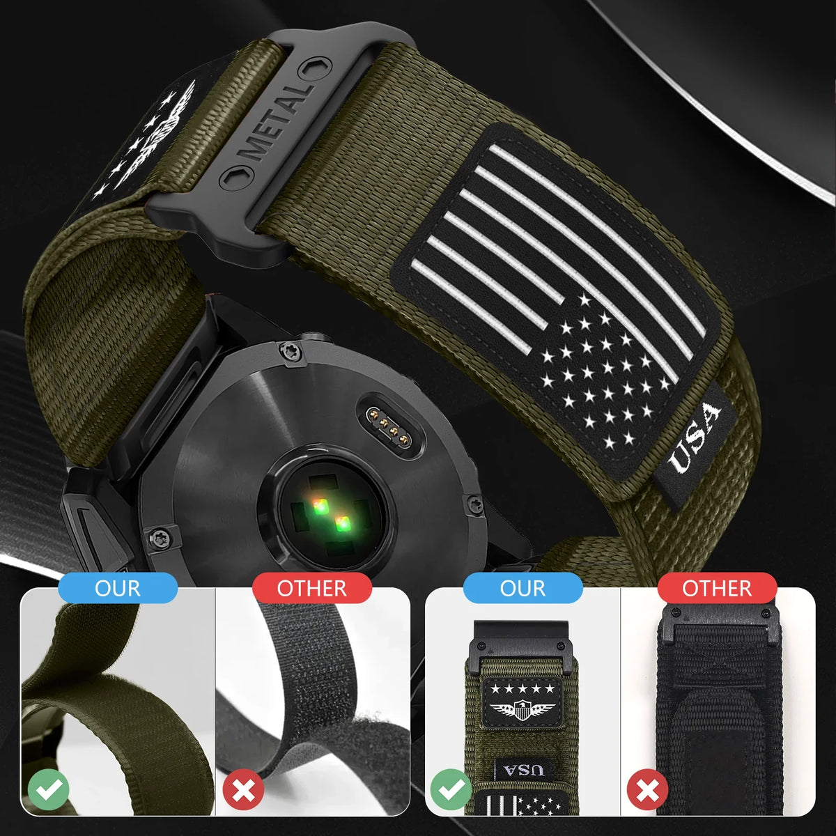 Bracelet de montre universel en nylon réglable QuickFit à fermeture rapide, bracelet sport, accessoire de montre 20 22 26 mm | Sulvida