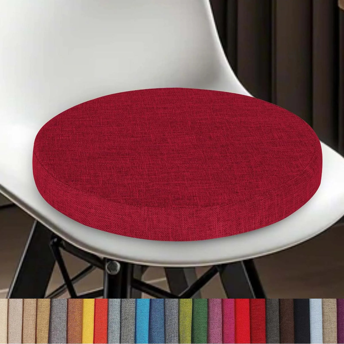 Coussin rond en lin, amovible avec fermeture éclair, pour tabouret de bar, chaise, salle à manger, cuisine et bureau, confortable | Sulvida