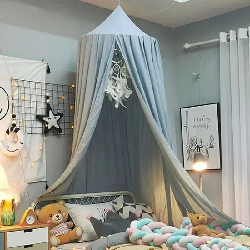 Hangende Katoenen Klamboe Hemelbed Kinderkamer Roze Grijs Wit Decoratie Speelhoek Leeshoekje Prinsessenkamer | Sulvida