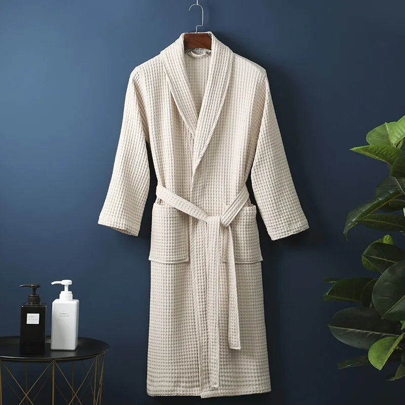 Katoenen badjas dames heren unisex zachte ochtendjas lounge huisjas comfortabele relaxjas wellness spa | Sulvida