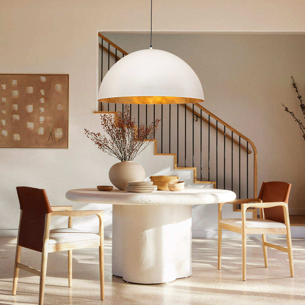 Metalen Koepel Hanglamp Zwart Staal Oversized Design Industrieel Goud Binnenzijde Nordic Stijl Verlichting | Sulvida