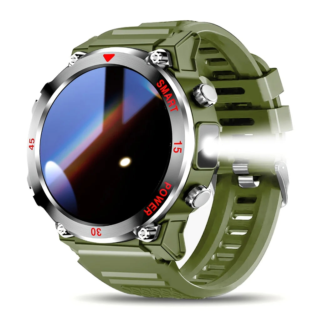 Smartwatch Rond 1.52 Inch HD Scherm Zaklamp Hartslagmeter Bluetooth Bellen Magnetisch Opladen Fitness | Sulvida
