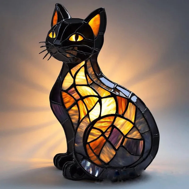 Decoratieve Solar LED-Kattentuinlamp met Smaragdgroene Ogen – Goudkleurig Dierenhuis voor Terras & Tuin | Sulvida