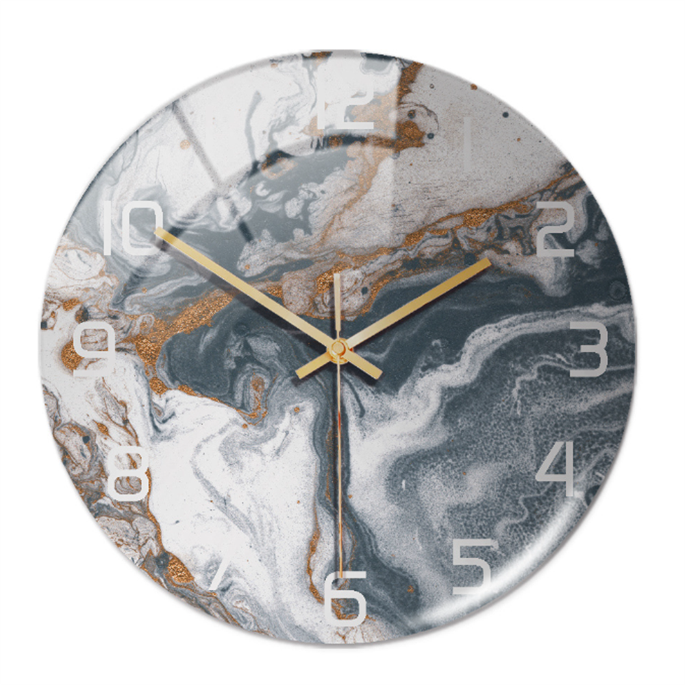 Ronde Wandklok Luxe Gouden Accent Moderne Tijdweergave Stille Uurwerk Klokken Wanddecoratie Interieur Kleur Grijs | Sulvida