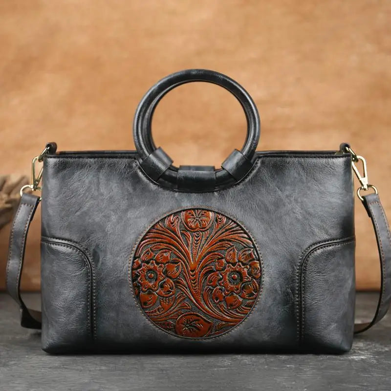 Vintage Handtas met Reliëf Patroon Kunstleder Elegante Damestas Schoudertassen Fashion Accessoire Dagelijks Gebruik | Sulvida