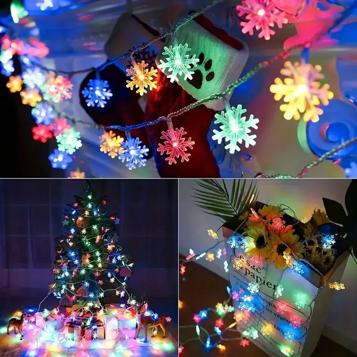 Sneeuwvlok Lichtslinger LED Binnen Buiten Feestverlichting op Batterij Kerstdecoratie Tuinfeest Sfeerverlichting | Sulvida
