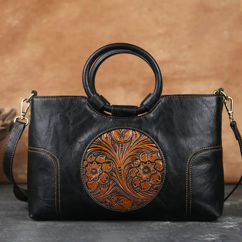 Vintage Handtas met Reliëf Patroon Kunstleder Elegante Damestas Schoudertassen Fashion Accessoire Dagelijks Gebruik | Sulvida