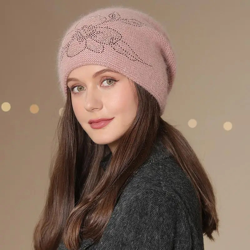 Gebreide Dames Wintermuts met Decoratief Detail Warme Beanie Hoed Casual Streetwear Geometrisch Patroon | Sulvida