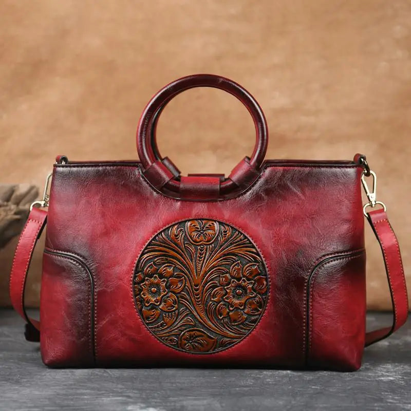 Vintage Handtas met Reliëf Patroon Kunstleder Elegante Damestas Schoudertassen Fashion Accessoire Dagelijks Gebruik | Sulvida