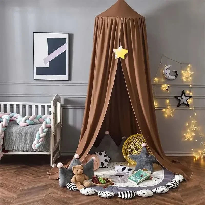 Hangende Katoenen Klamboe Hemelbed Kinderkamer Roze Grijs Wit Decoratie Speelhoek Leeshoekje Prinsessenkamer | Sulvida
