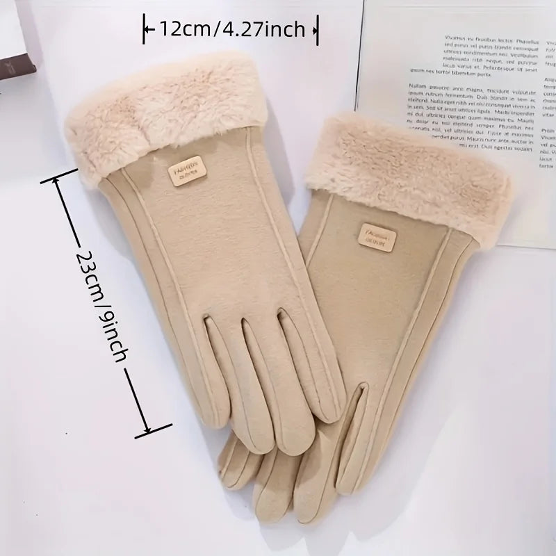 Winterhandschoenen Dames Bontvoering Touchscreen Winddicht Warm Thermisch Sporthandschoenen voor Kou | Sulvida