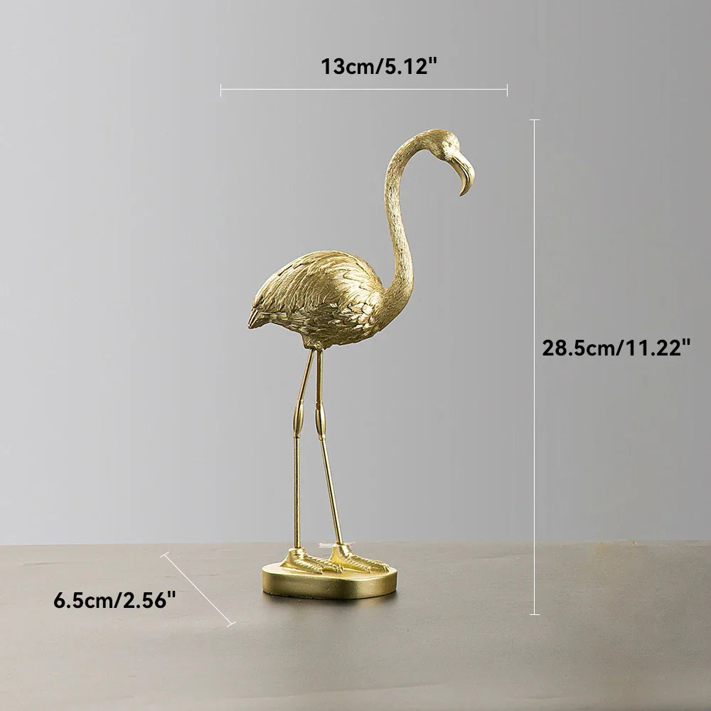 Flamingofiguur Hars Modern Interieuraccent Elegante Decoratie Woonkamer Kantoor Trendy Beeldje Kunstobject | Sulvida