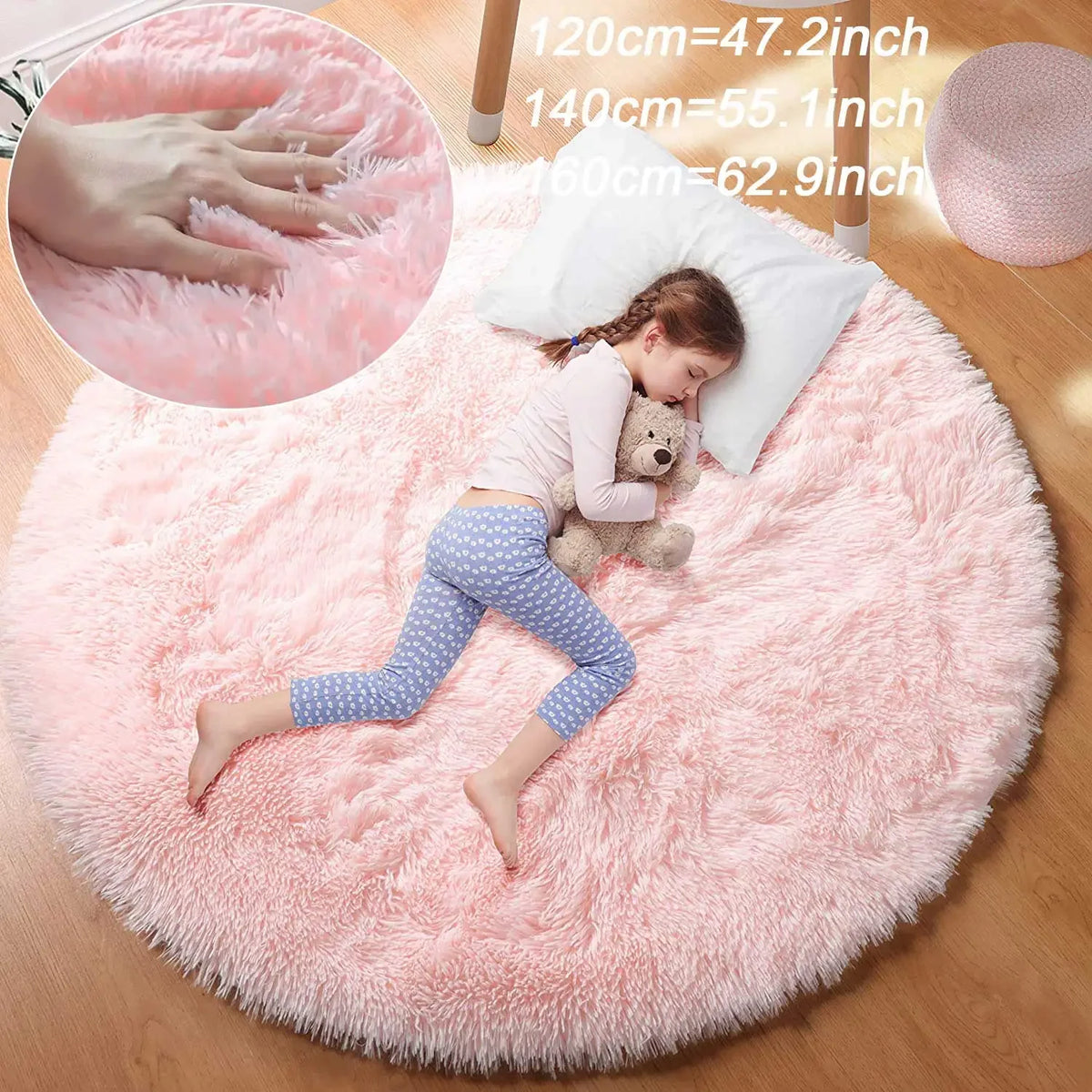 Rond Hoogpolig Vloerkleed Pluche 4,5cm Poolhoogte Woonkamer Slaapkamer Kinderkamer Decoratief Tapijt | Sulvida