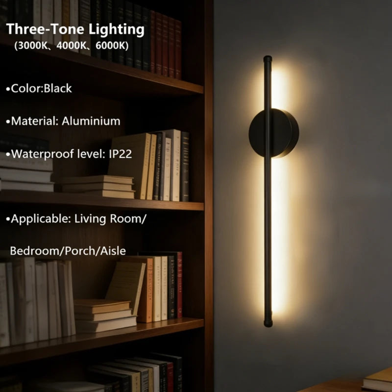 Magnetische Wandlamp Oplaadbaar LED 50cm Zwart Goud Draadloos Bedlampje Modern Wandverlichting Slaapkamer | Sulvida
