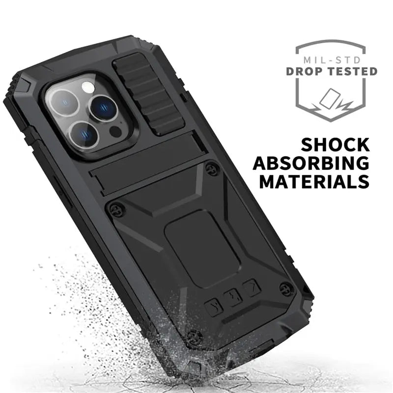 Coque de téléphone en métal iPhone 14 13 12 11 noire rouge argent jaune antichoc robuste bumper de protection | Sulvida