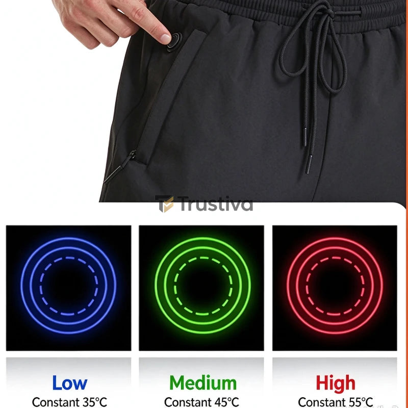Verwarmde Winterbroek USB met 12 Verwarmingszones Dames Heren Gevoerde Thermobroek Katoen Unisex Outdoor | Sulvida