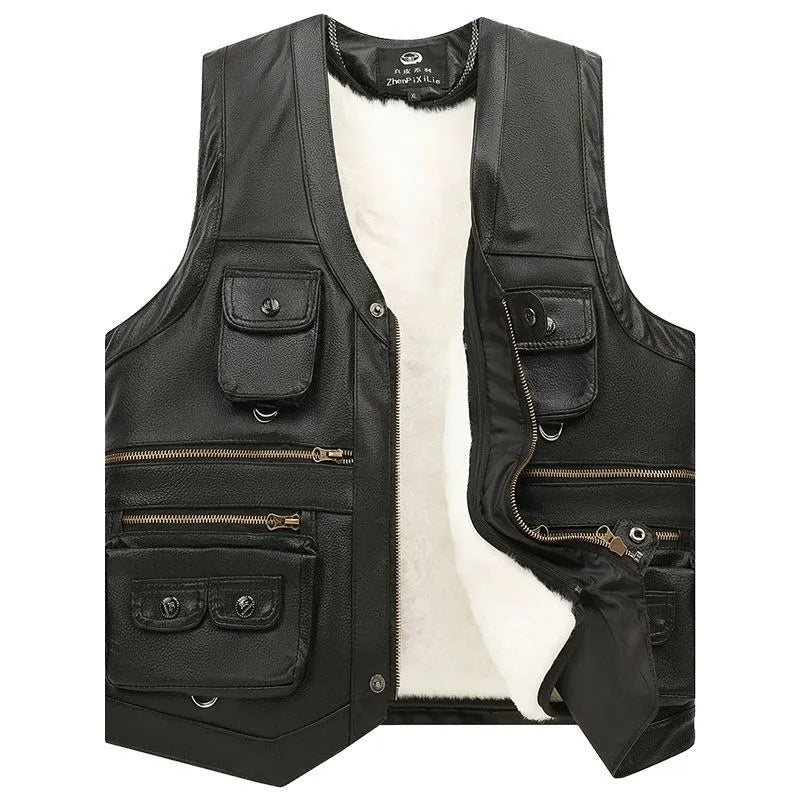 Casual Leren Mouwloos Vest Wintervest Heren Dames Lederlook Herfstwear Avonturiersstijl Outdoor Bodywarmer | Sulvida