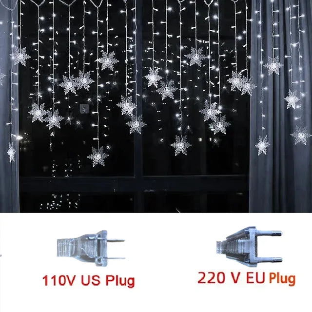 LED Sneeuwvlok Lichtgordijn 3,2 Meter Waterdicht met 8 Lichtmodi voor Feestverlichting Binnen Buiten | Sulvida