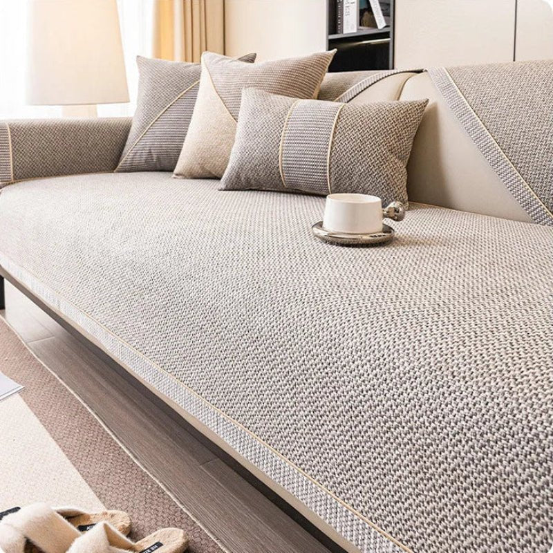Modulaire Bankhoes Katoen-Linnen Mix | Antislip Acolchado Bankovertrek voor Zitbank Lounge & Hoekbank | Sulvida