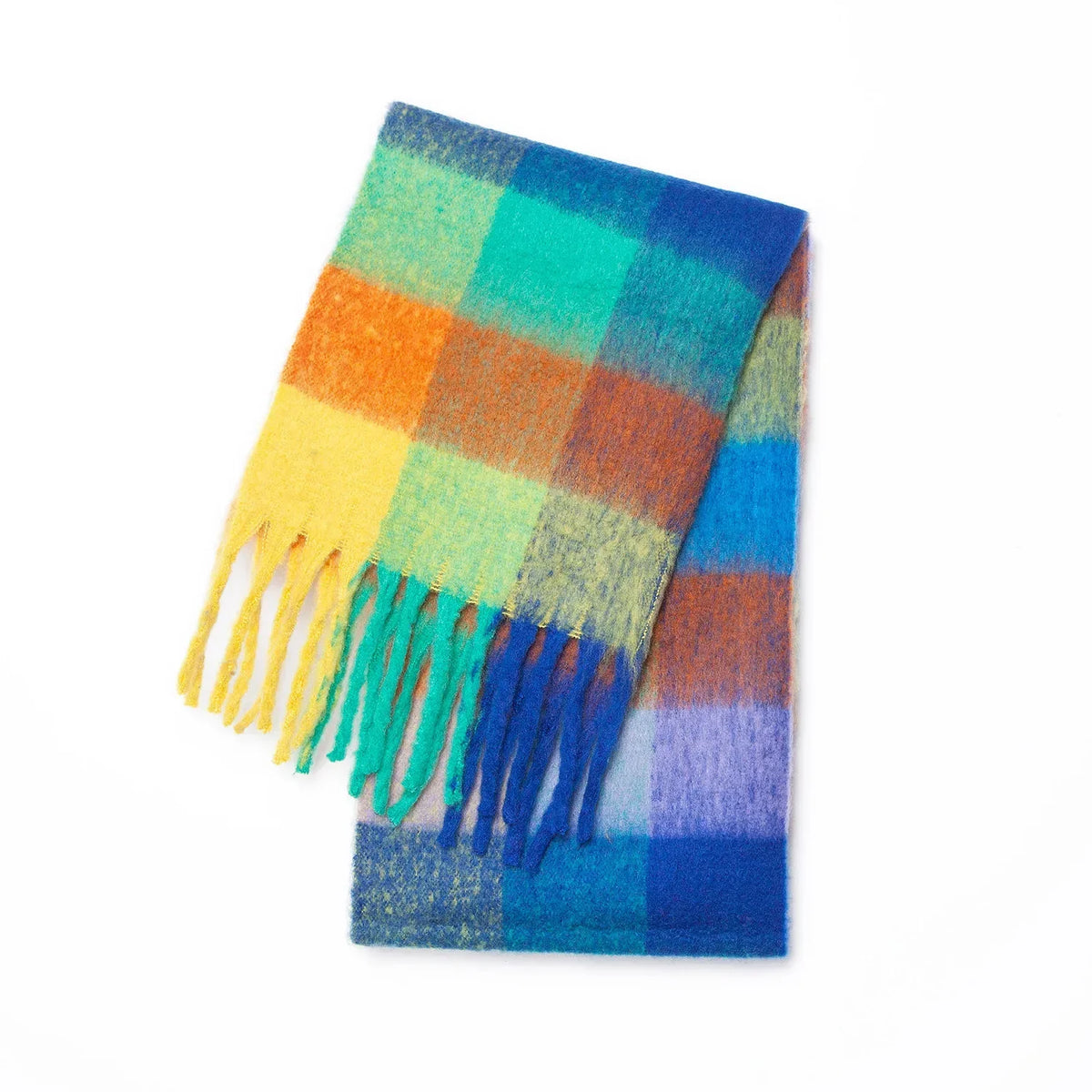 Écharpe en cachemire 38×230 cm, dégradé arc-en-ciel, étole douce, foulard de luxe, accessoire d’hiver pour femme | Sulvida
