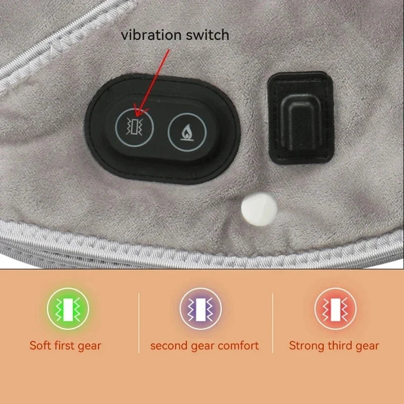 Verwarmend Nek- en Schouderkussen met Trilmassage USB Oplaadbaar 3 Warmtestanden Timer Zacht Pluche Ontspanning | Sulvida