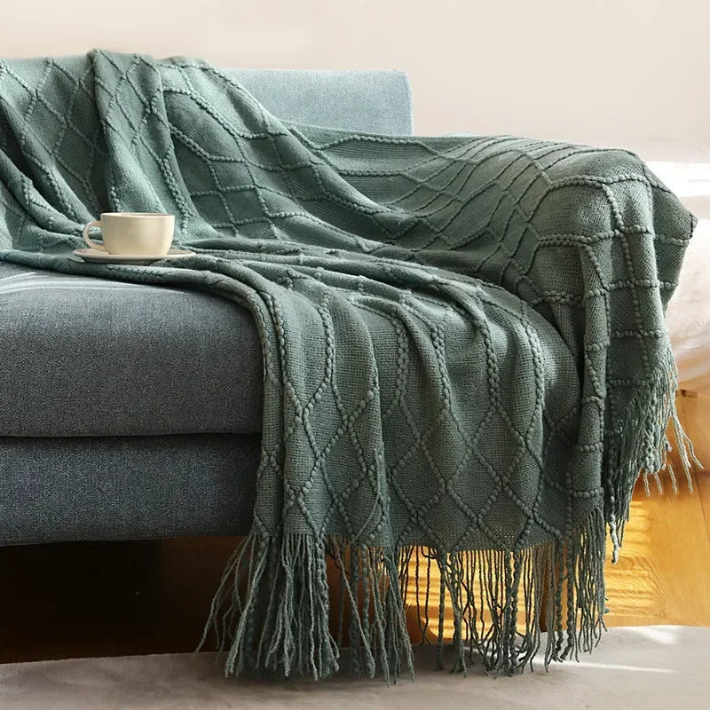 Gebreide Plaid Scandinavisch Design 150x240 cm Acryl Woonplaid Warmte Comfort Decoratief Interieur Woonkamer | Sulvida