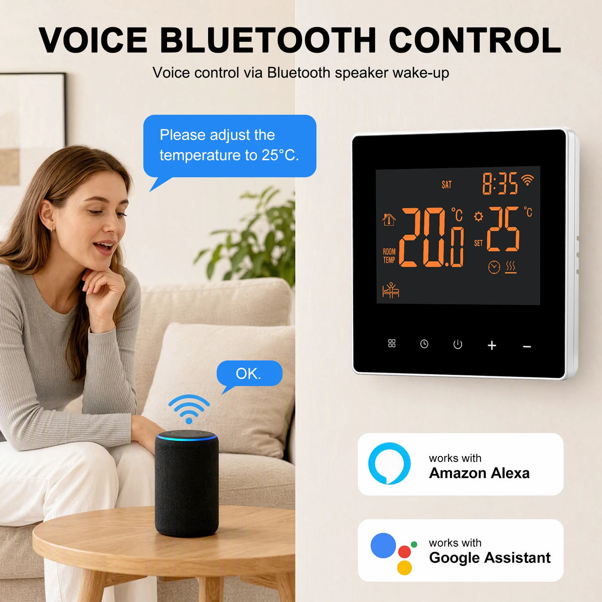 WiFi Vloerverwarmingsthermostaat 16A met NTC-sensor en Touchscreen voor Slimme Temperatuurregeling en Comfort | Sulvida