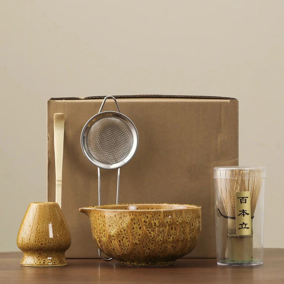 Matcha Ceremonie Set 5-delig Bamboe Kom Klopper Zeef Lepel Premium Thee Ritueel Accessoires Japanse Stijl | Sulvida