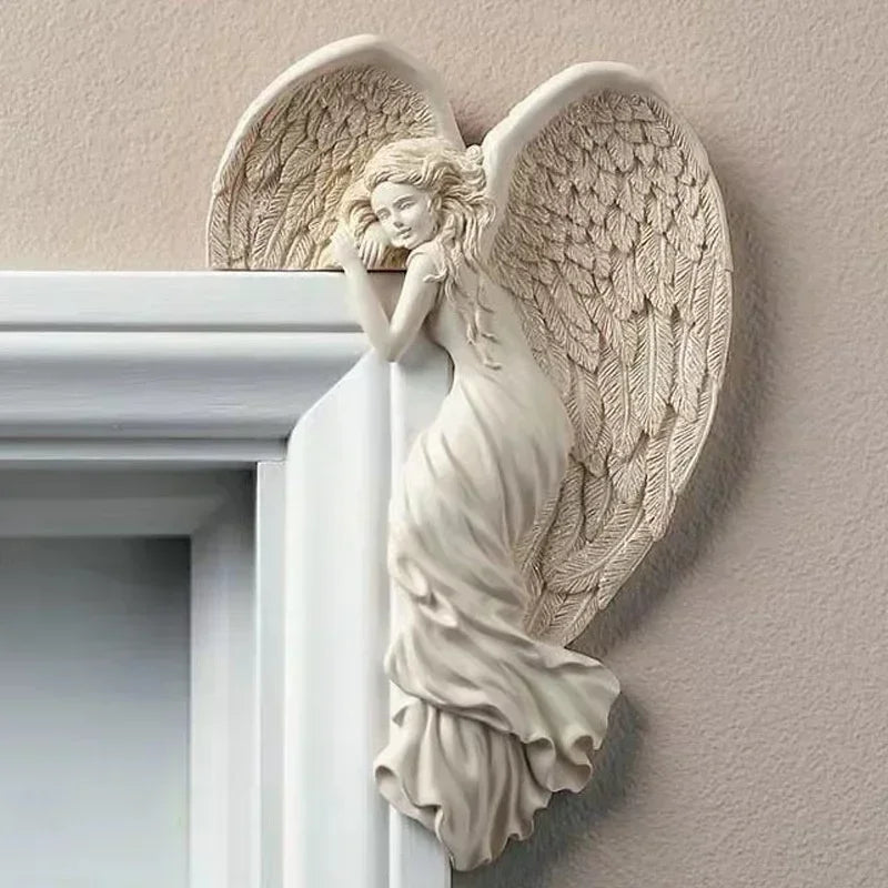 Engelvleugel wanddecoratie hars links 16 x 11 cm voor deur muur of lijst beschermend sierlijk tijdloos elegant | Sulvida