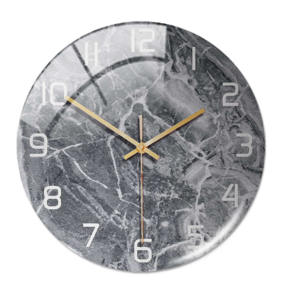 Ronde Wandklok Luxe Gouden Accent Moderne Tijdweergave Stille Uurwerk Klokken Wanddecoratie Interieur Kleur Grijs | Sulvida