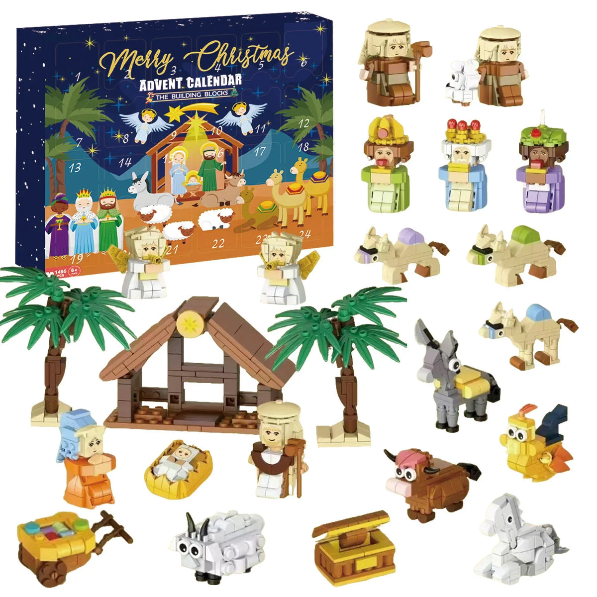Kerststalfiguren Adventskalender 24 Miniaturen Geboorte Kerst Collectie Decoratie Traditioneel Nativity | Sulvida