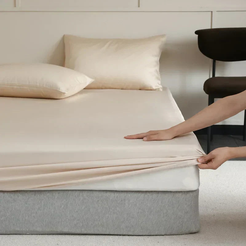 Ensemble de draps-housses en soie 100 % de mûrier - Régulation de la température, hypoallergénique, légèrement brillant, respirant, luxueux | Sulvida