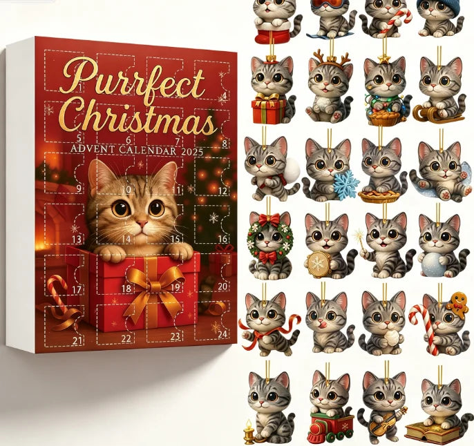 Adventskalender Hond met 24 Hangende Ornamenten – Acrylen Hondenrassen Kerstdecoratie voor Huisdierliefhebbers | Sulvida