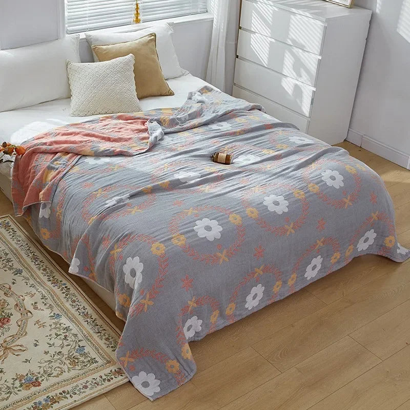 Plaid en coton tissé à motif jacquard, respirant et léger, couverture d’été pour canapé, banquette, lit, voyage et extérieur | Sulvida